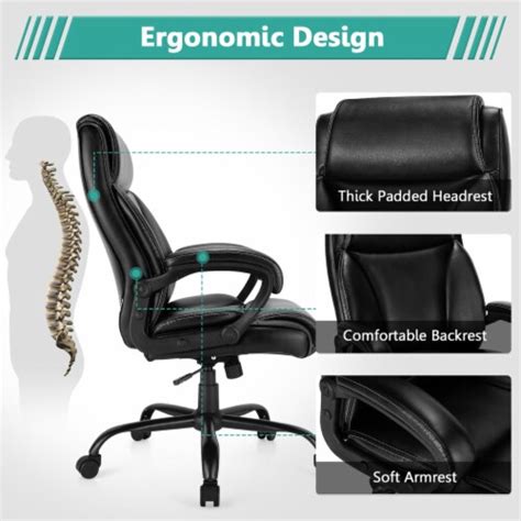 Costway Lbs Big Tall Leather Office Chair Adjustable High Back