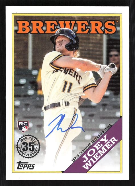 Topps Update Joey Wiemer Topps Rookie Auto Brewers Ba Jwi