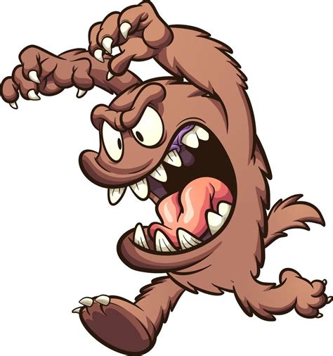 Brown Cartoon Monster Vector Art At Vecteezy