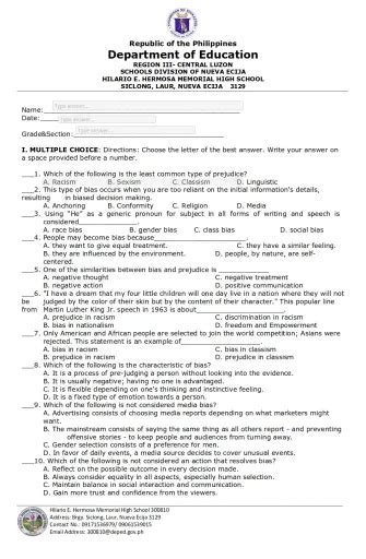 Bias And Prejudice Interactive Worksheet Edform