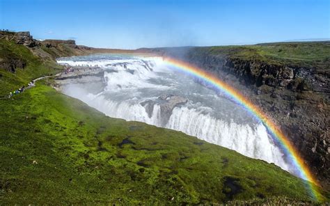 Download Rainbow Over Gullfoss Beautiful Waterfall Wallpaper