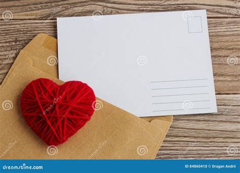 Empty Postcard Postcrossing Red Heart Love Letter Stock Photo Image