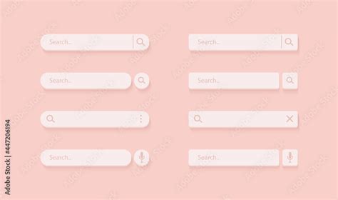 3D search bar. Browser button for website and UI design. Set of ...