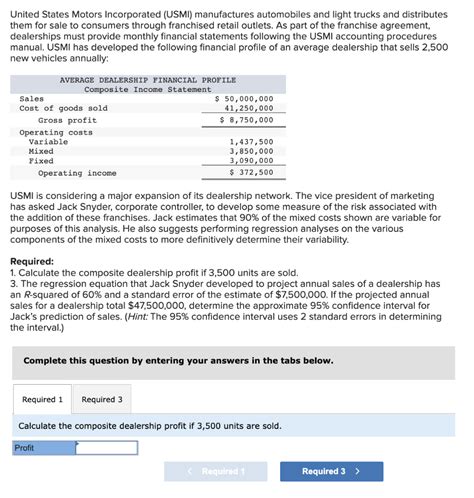 Solved United States Motors Incorporated Usmi Manufactures Chegg