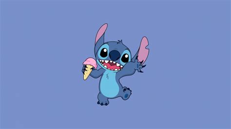 Stitch Wallpaper 4K, Disney, Cartoon, Blue background