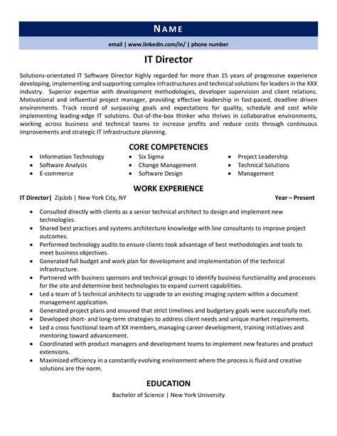 It Director Resume Example And 3 Expert Tips Zipjob