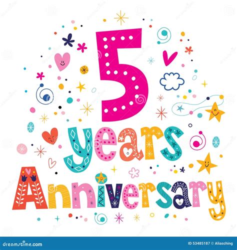 Five Years Anniversary Celebration Decorative Lettering Text Design