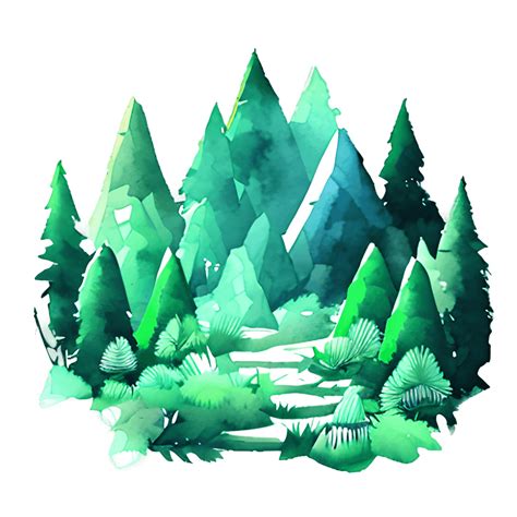 Watercolor Forest Mountain Clipart Creative Fabrica