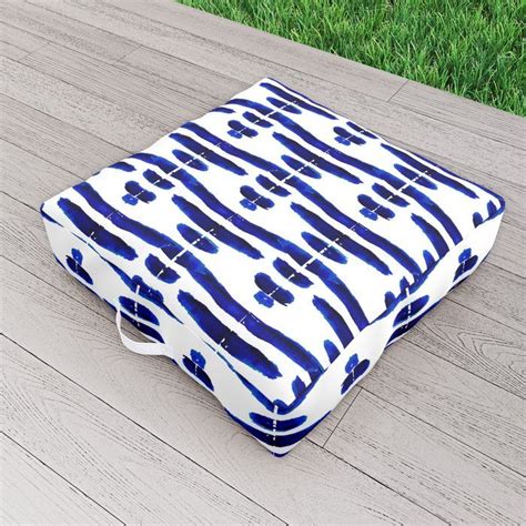 Shibori Bridge Tie Dye Watercolor Outdoor Floor Cushion By Susycosta