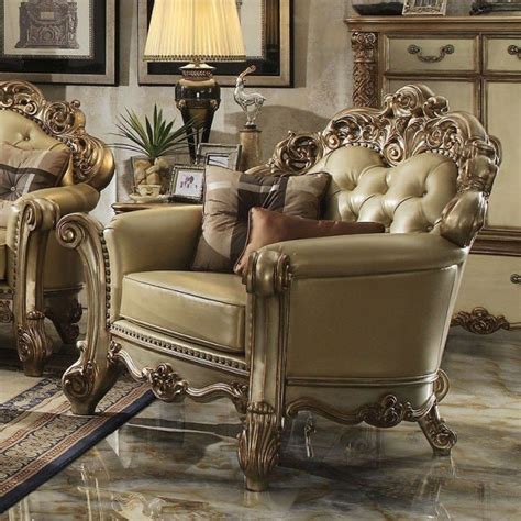 Vendome Chair Gold Patina Bone Pu Acme Furniture Furniture Cart