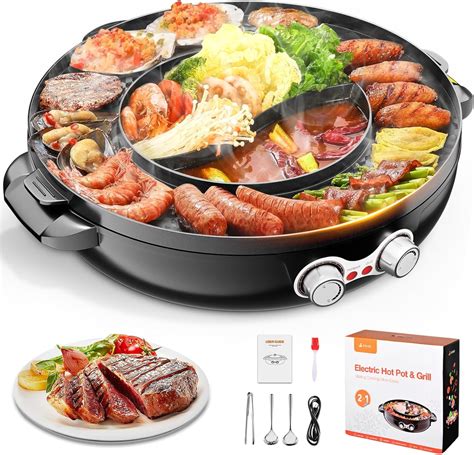 Electric Smokeless Grill And Hot Pot W In Hot Pot With Grill Multifunctional