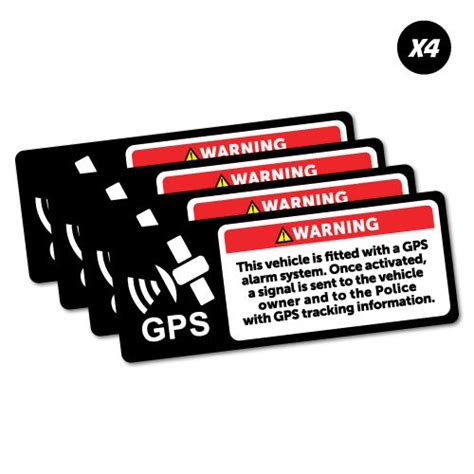 4x Warning Gps Alarm System Sticker Warning Signs Stickers Sticker