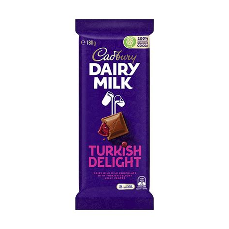 Cadbury Turkish Delight Chocolate Bar 180g Exotic Sweets