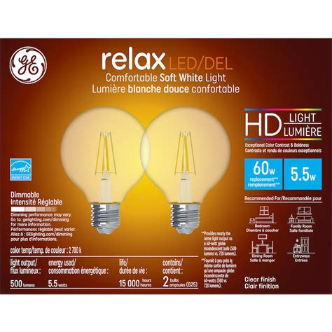 Ge Relax Hd Soft White W Replacement Led Light Bulbs Decorative Clear