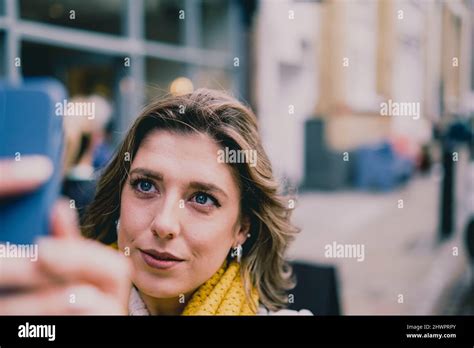 Photographing Selfie With Mobile Phone Hi Res Stock Photography And