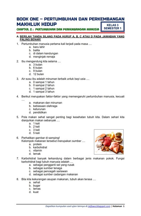 Download Soal Tematik Kelas 3 Semester 1 Tema 1 Subtema 2 Pertumbuhan Dan Perkembangan Makhluk