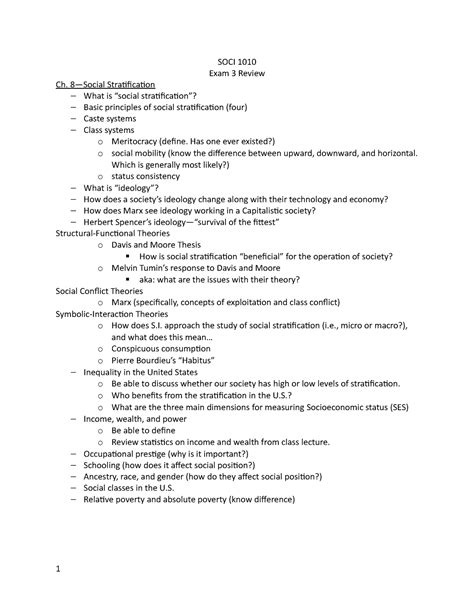 1010 EXAM 3 Review F19 SOCI 1010 Exam 3 Review Ch 8Social