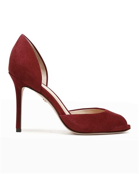 Buy Veronica Beard Gadot Suede Peep Toe Pumps Maroon Red Suede At