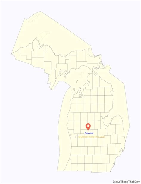 Map of Edmore village, Michigan - Thong Thai Real