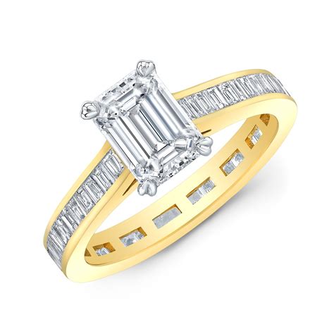 Ct Emerald Cut Natural Diamond Channel Set Baguette Eternity Diamond