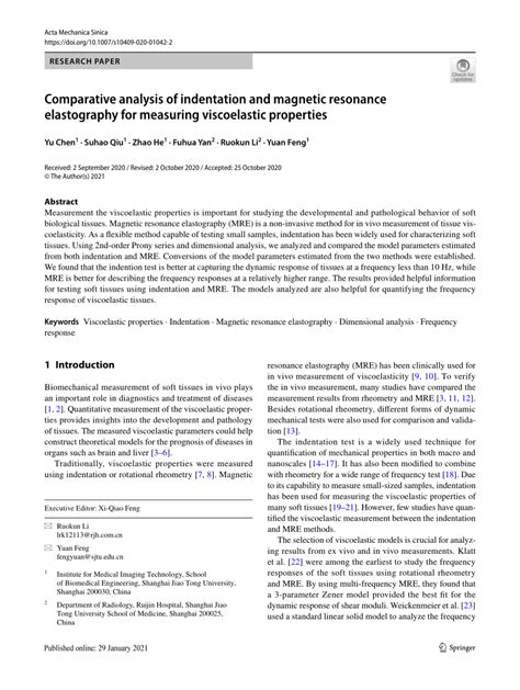 Pdf Comparative Analysis Of Indentation And Magnetic Resonance