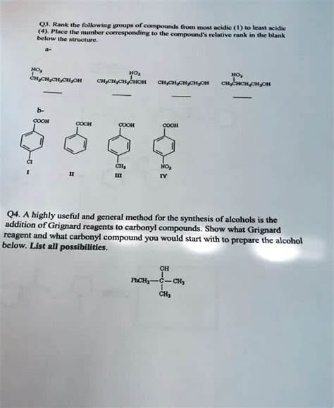 Solved Rank The Following Groups Of Compounds From Most Acidic 1 To Least Acidic 4 Place