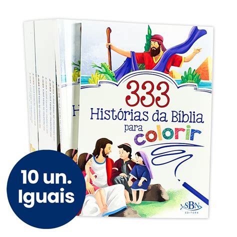 Kit 10 Livros 333 Histórias da Bíblia para Colorir SBN Livraria