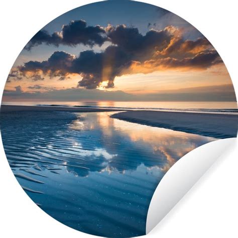 WallCircle Muurstickers Behangcirkel Nederland Kust Zon