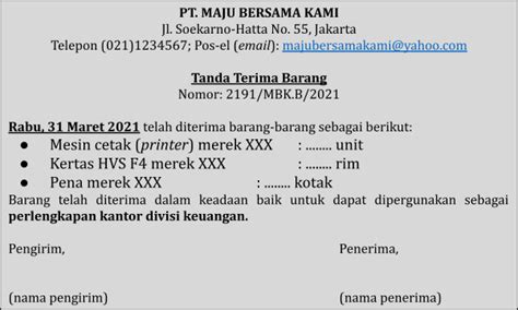 Contoh Tanda Terima Yang Lengkap Dan Benar Akseleran Blog
