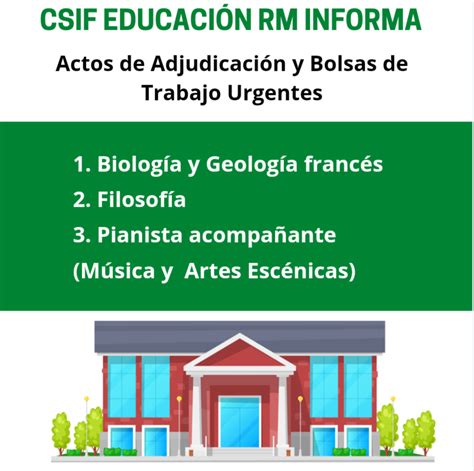 CSIF CSIF RM Informa de Actos de Adjudicación y Bolsas de Trabajo