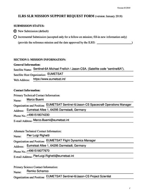 Fillable Online Ilrs Gsfc Nasa Ilrs Slr Mission Support Request Form