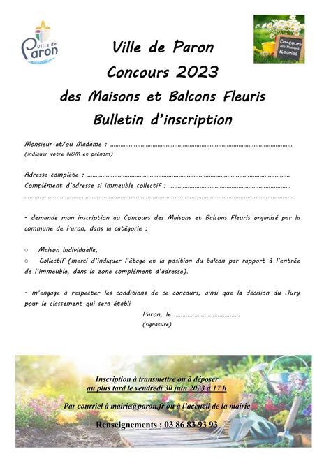 Concours Des Maisons Et Balcons Fleuris 2023 Commune De Paron