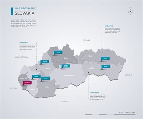 Mapa Del Vector De Eslovaquia Con Los Elementos Infographic Marcas Del