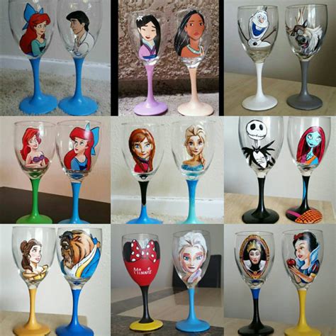 Hand Painted Disney Wine Glasses Of Your Choice