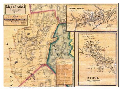 Athol Poster Map 1857 Worcester Co Ma Old Maps