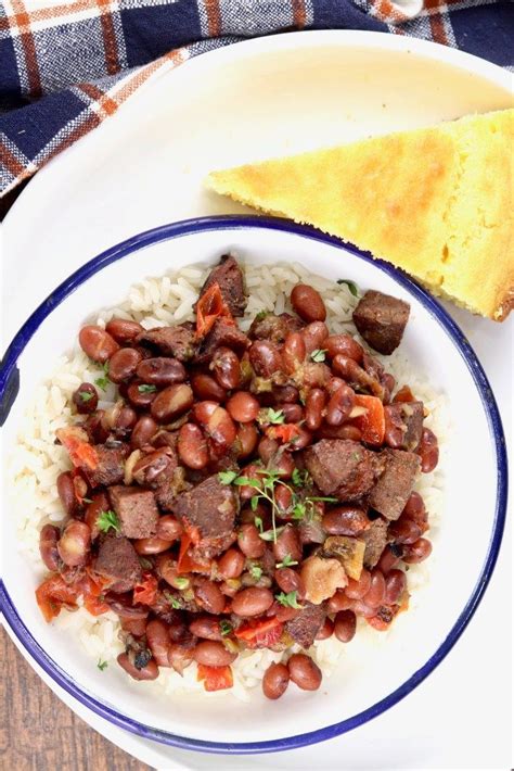 Red Beans And Rice With Cornbread Slice Easy Weeknight Dinners Easy Meals Stuffed Pepper Soup