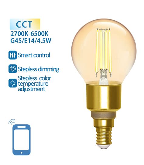 Inteligentna żarówka Smart LED FILAMENT E14 G45 kulka 4 5W Wi Fi CCT