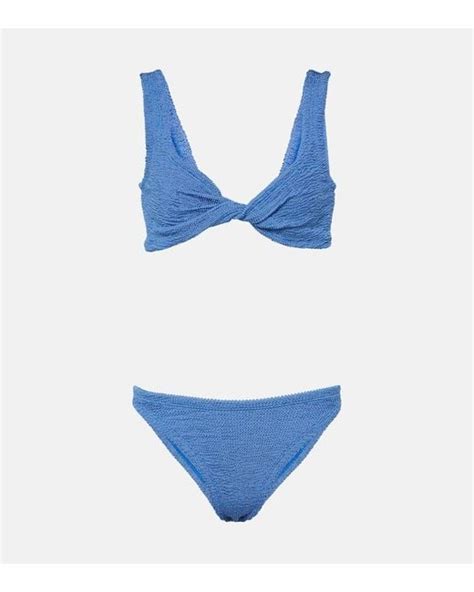 Hunza G Juno Twist Detail Bikini In Blue Lyst