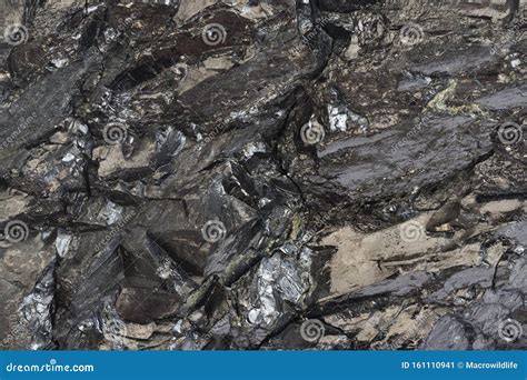 Close-up View of Coal Mine. Raw Coal Ore Surface Close-up. Natural Black Coal Bar for Background ...