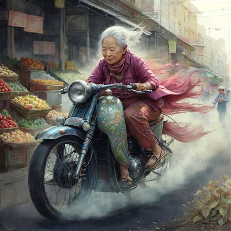 Energetic Grannys Market Ride Deep Dream Generator