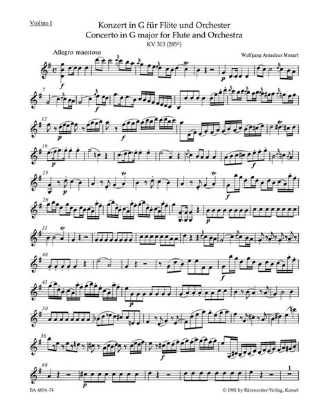 Mozart Flute Concerto No 1 In G Major K 313 285c Ficks Music