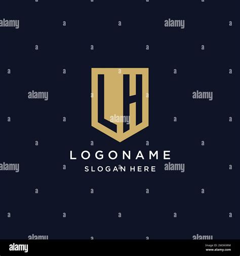 Lh Monogram Initials Logo Design With Shield Icon Template Stock Vector