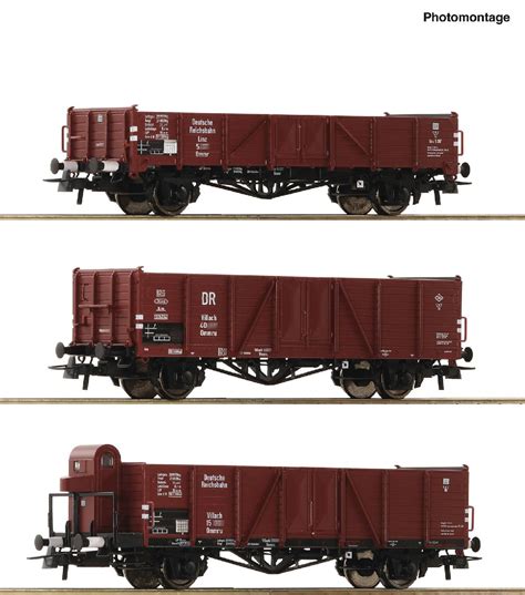 Roco 6600102 3 tlg Set Offene Güterwagen DRB