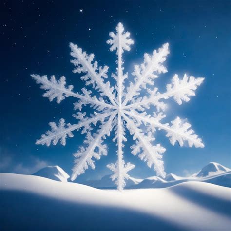 premium ai image  single delicate snowflake descends   sky