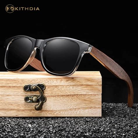 Kithdia Black Walnut Sunglasses Men Women Mirror Sun Glasses Male Uv