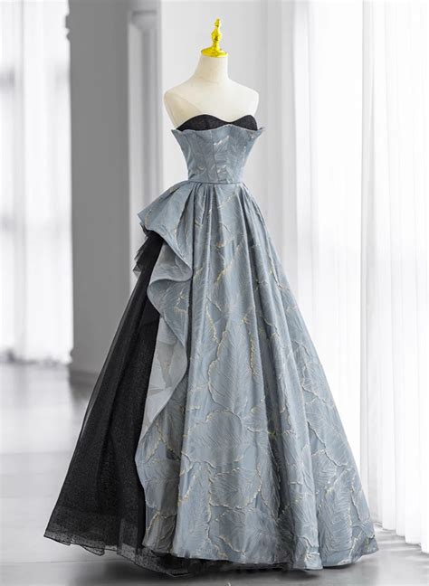 Chic Blue-Grey Sweetheart Long Formal Dress, A-line Lace-up Prom Dress – Cutedressy