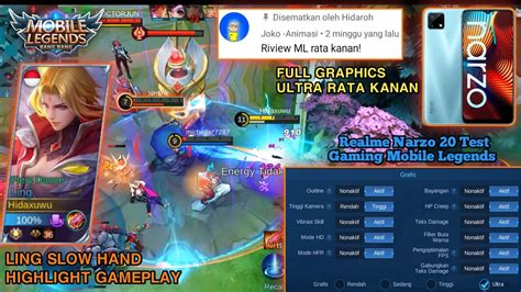 Realme Narzo 20 Mobile Legends Test Full Graphic Ultra Rata Kanan