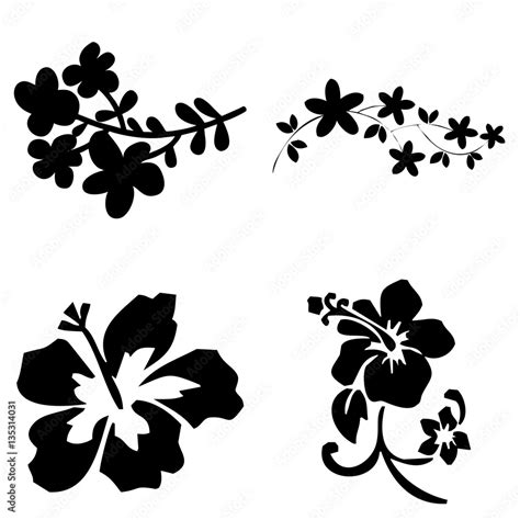 Siluetas De Flores Vector De Stock Adobe Stock