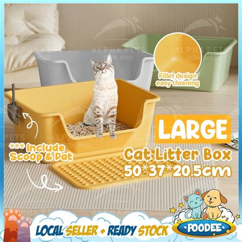 Poodee Extra Large High Side Cat Litter Box With Tray Toilet Tandas