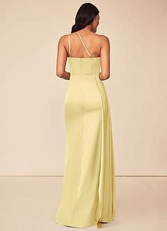 Azazie Maron Stretch Satin Dress Lemon Sorbet Bridesmaid Dresses Azazie